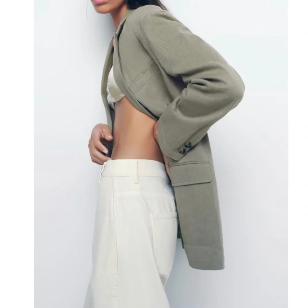 Zara Linen Blend straight cut blazer/ L- no tags - Picture 1 of 9